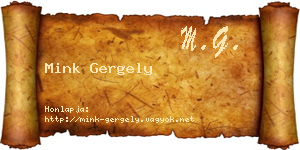 Mink Gergely névjegykártya